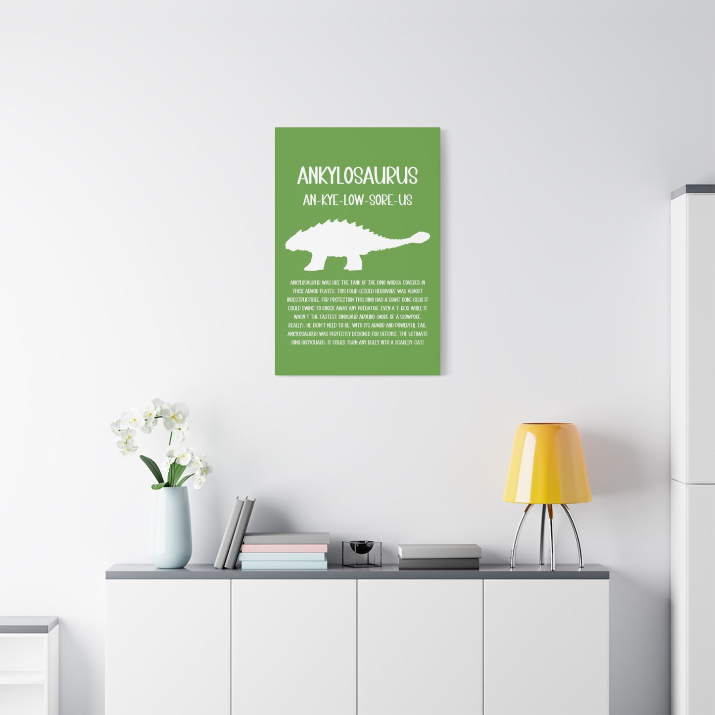 Ankylosaurus Vertical Matte Canvas Green, Stretched, 1.25" Amazing Gift for the Dino Lover in your life