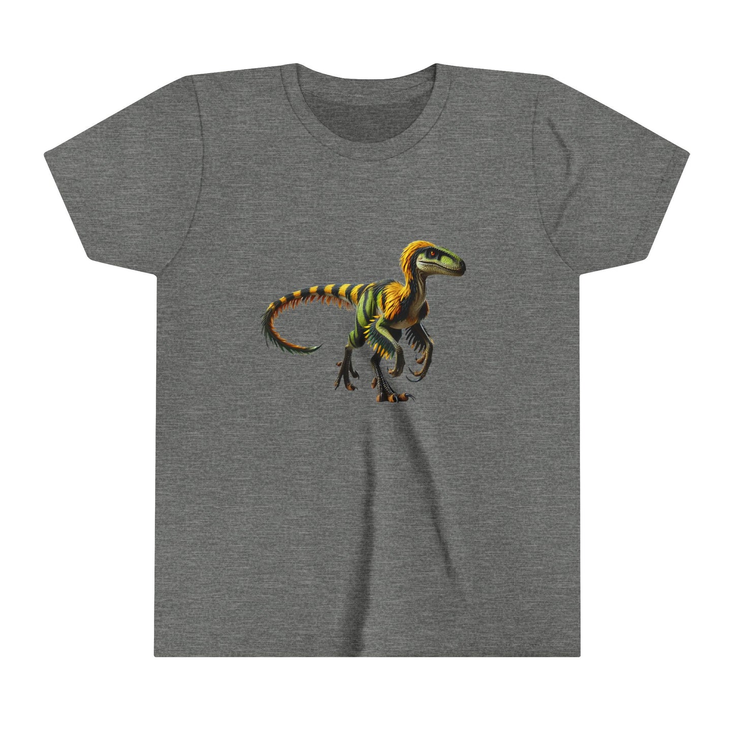 Youth Vibrant Jungle Velociraptor Tee – Bold Green & Yellow Dino Style! 🦖🌿🔥 - Unisex Jersey Short Sleeve Tee Super Comfy Dino T-Shirt Gift