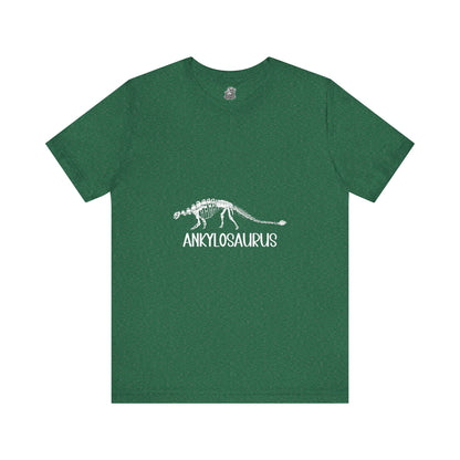 Fossil Ankylosaurus White Graphics- Unisex Jersey Short Sleeve Tee Super Comfy Dino T-Shirt Gift