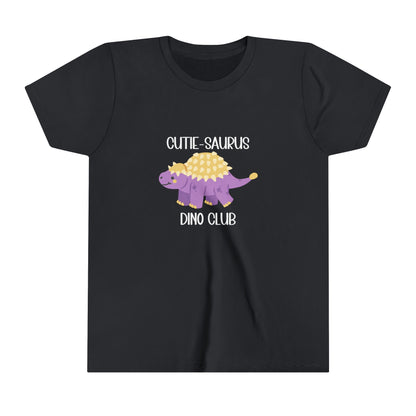 Youth Ankylosaurus Cutie Saurus Dino Club Purple - White Graphic - Unisex Jersey Short Sleeve Tee Super Comfy Dino T-Shirt Gift