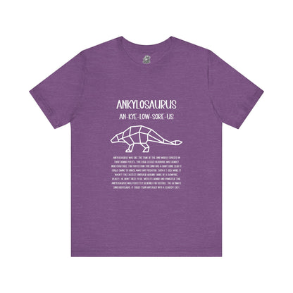 Polygon Ankylosaurus Detailed with White Graphics- Unisex Jersey Short Sleeve Tee Super Comfy Dino T-Shirt Gift