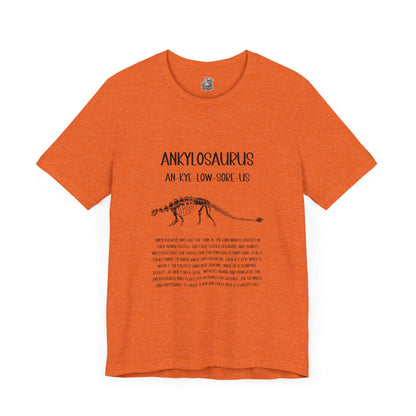 Fossil Ankylosaurus Detailed with Black Graphics - Unisex Jersey Short Sleeve Tee Super Comfy Dino T-Shirt Gift