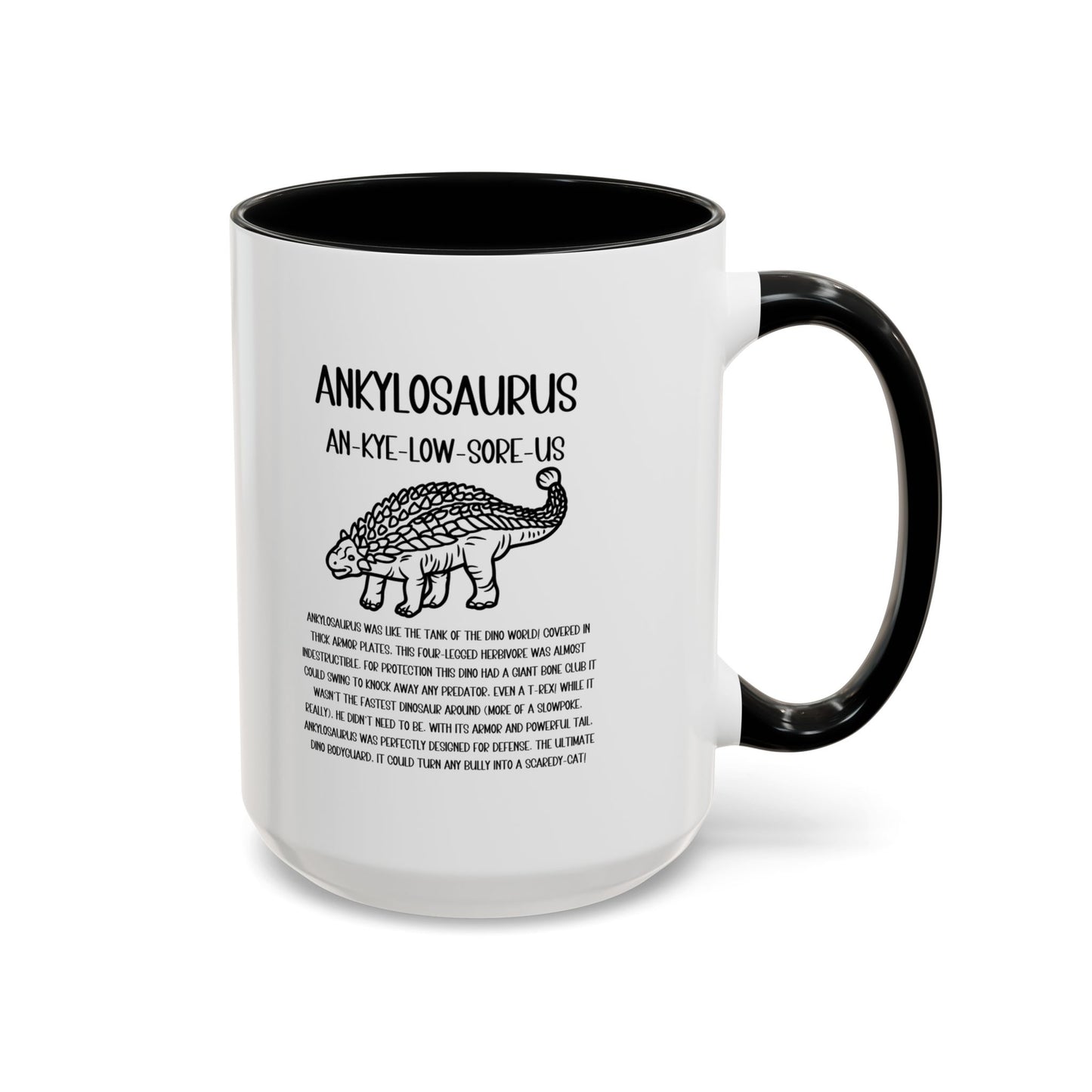 Outlined Ankylosaurus Mug with Detailed Black Graphic Amazing Gift for the Dino Lovers in your life