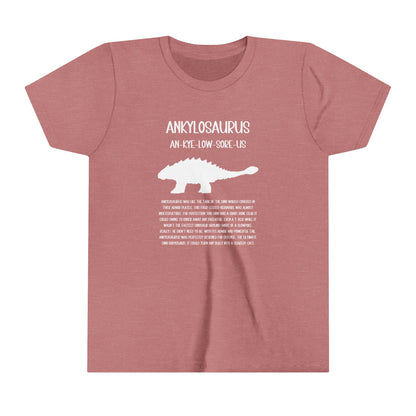 Youth Ankylosaurus T-Shirt with Detailed White Graphics - Unisex Jersey Short Sleeve Tee Super Comfy Dino T-Shirt Gift