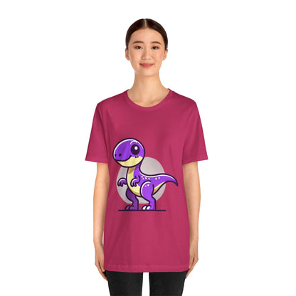 Purple Solar Cartoon Velociraptor - Unisex Jersey Short Sleeve Tee Super Comfy Dino T-Shirt Gift