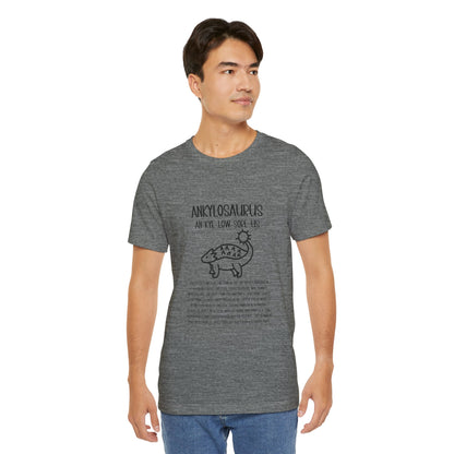 Cute Ankylosaurus Detailed with Black Graphics - Unisex Jersey Short Sleeve Tee Super Comfy Dino T-Shirt Gift