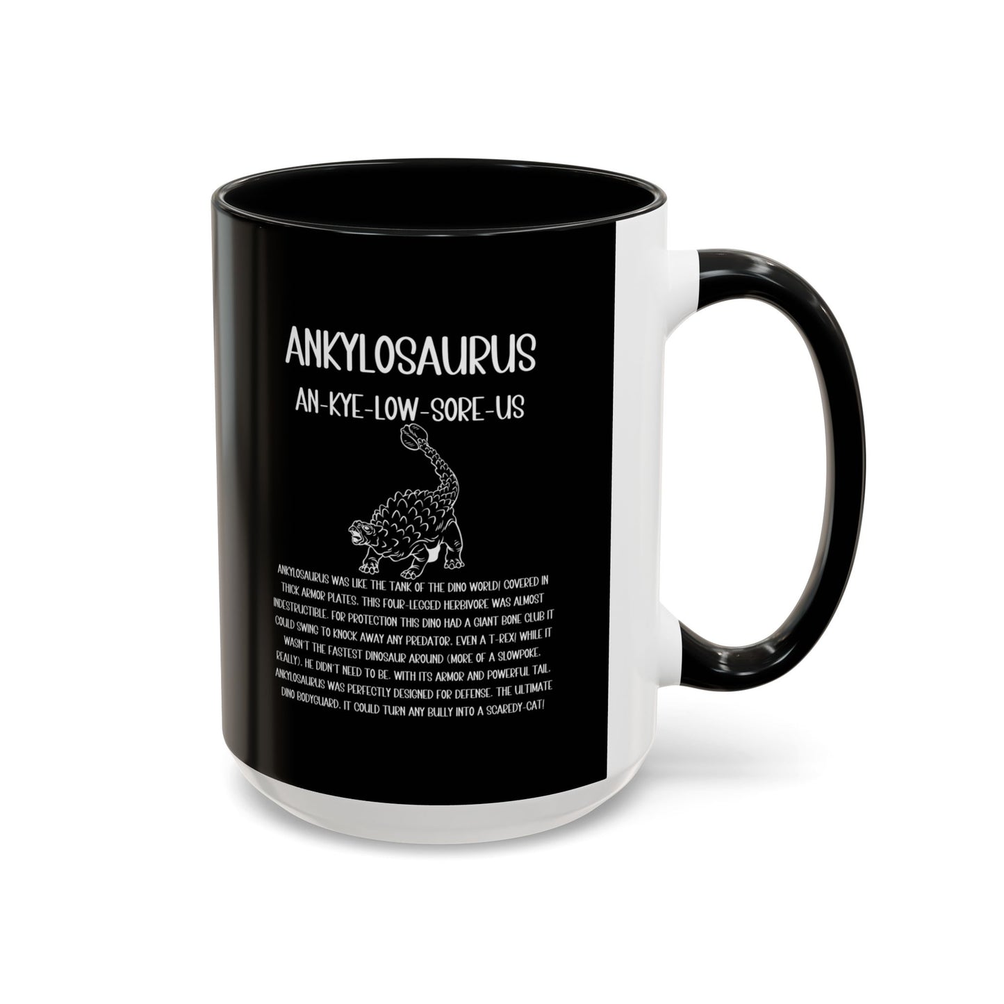 Defensive Ankylosaurus Mug with Detailed White Graphic Amazing Gift for the Dino Lovers in your life