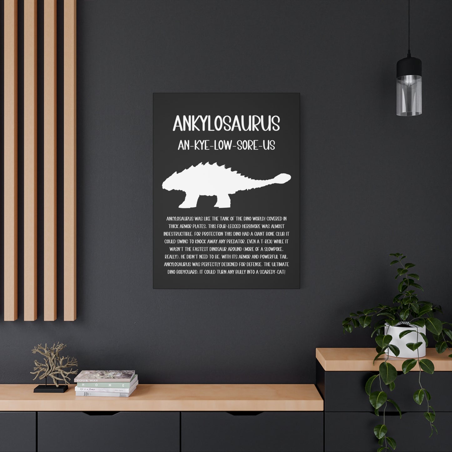 Ankylosaurus Vertical Matte Canvas Black, Stretched, 1.25" Amazing Gift for the Dino Lover in your life