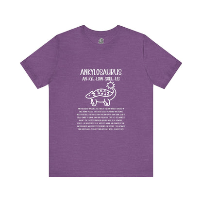 Cute Ankylosaurus Detailed with White Graphics- Unisex Jersey Short Sleeve Tee Super Comfy Dino T-Shirt Gift