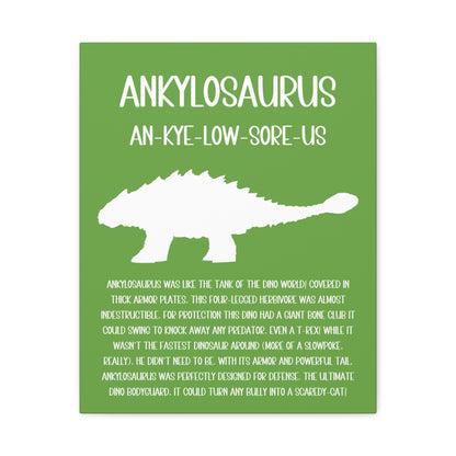 Ankylosaurus Vertical Matte Canvas Green, Stretched, 1.25" Amazing Gift for the Dino Lover in your life