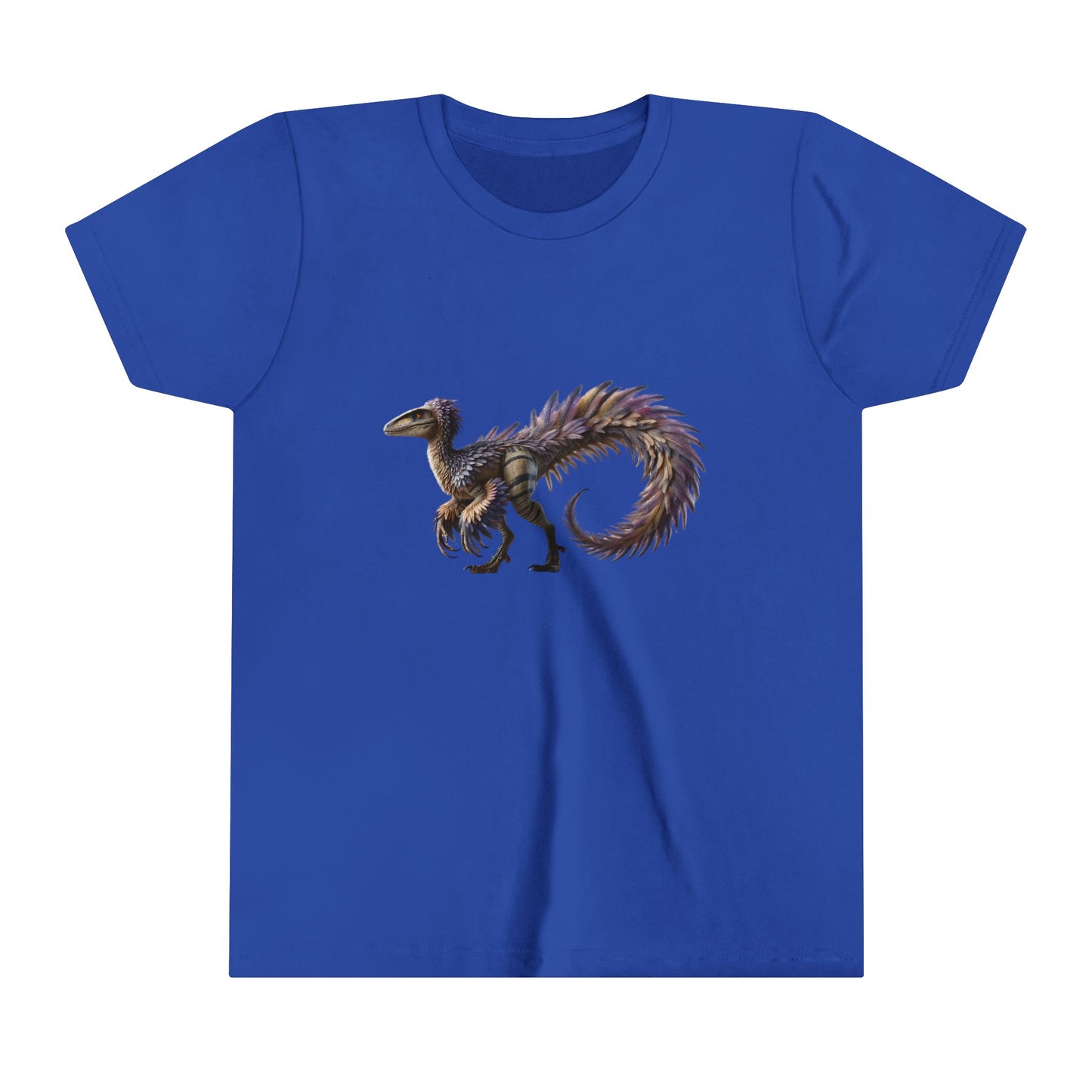 Youth Fierce & Fabulous Velociraptor Tee – Bold Stripes & a Pop of Purple! 🦖💜🌌 - Unisex Jersey Short Sleeve Tee Super Comfy Dino T-Shirt Gift