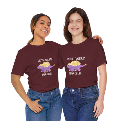 Ankylosaurus Ankylosaurus Cutie Saurus Dino Club Purple - White Graphic - Unisex Jersey Short Sleeve Tee Super Comfy Dino T-Shirt Gift