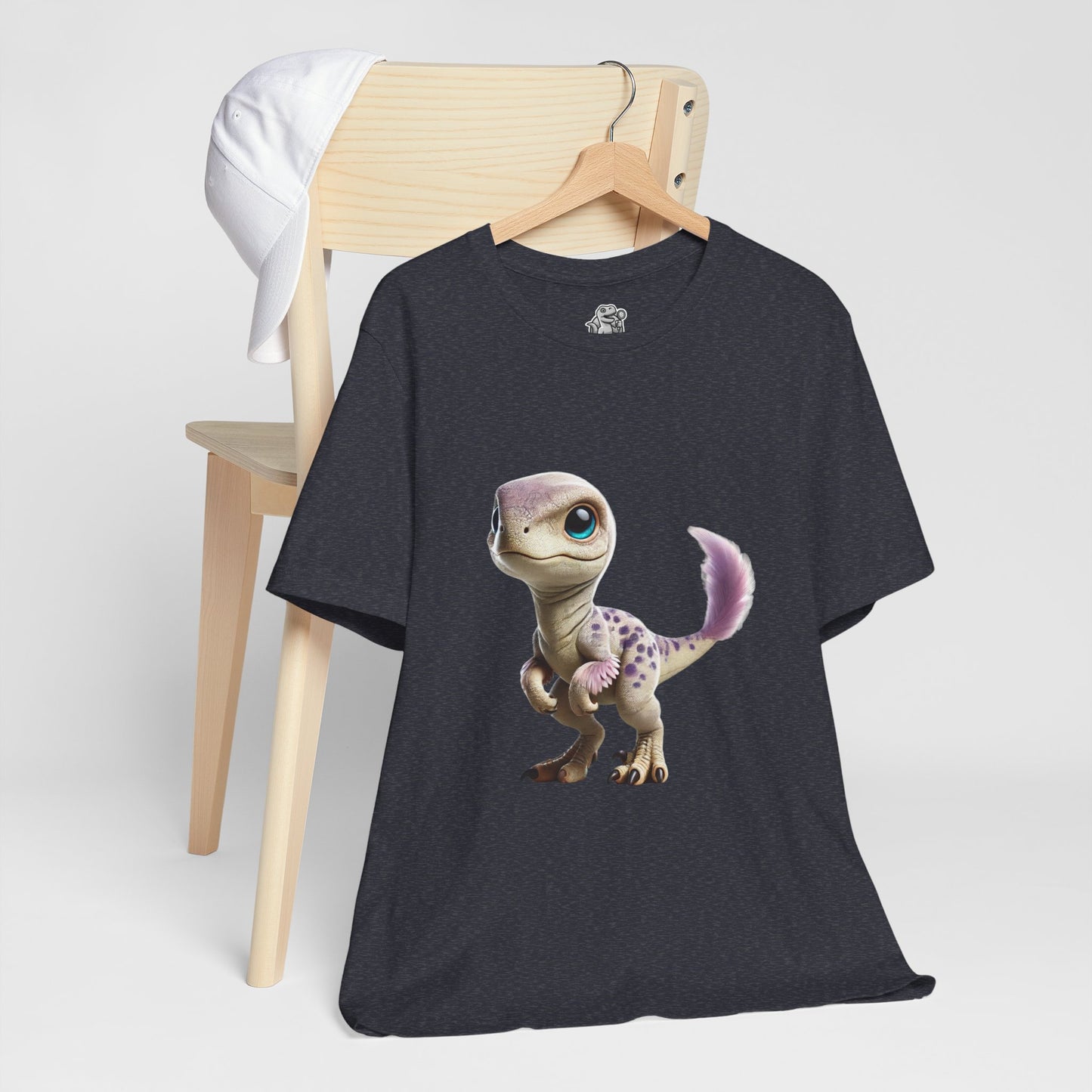 Lovable Baby Velociraptor Tee – Sweet Dino Style in Soft Pastels! 🦖💜✨ - Unisex Jersey Short Sleeve Tee Super Comfy Dino T-Shirt Gift