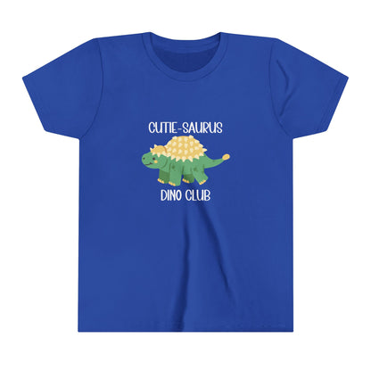 Youth Ankylosaurus Cutie Saurus Dino Club Green - White Graphic - Unisex Jersey Short Sleeve Tee Super Comfy Dino T-Shirt Gift