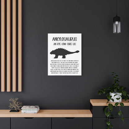 Ankylosaurus Vertical Matte Canvas White, Stretched, 1.25" Amazing Gift for the Dino Lover in your life