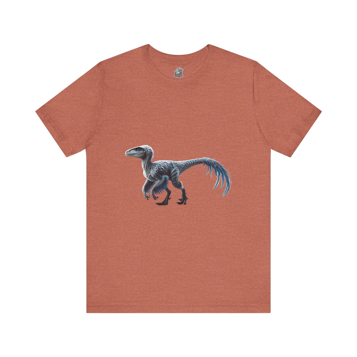 Icy Blue Feathered Velociraptor Tee – Fierce Style in Cool Tones! 🦖❄️🌌 - Unisex Jersey Short Sleeve Tee Super Comfy Dino T-Shirt Gift