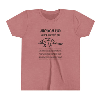 Youth Polygon Ankylosaurus T-Shirt with Detailed Black Graphics - Unisex Jersey Short Sleeve Tee Super Comfy Dino T-Shirt Gift