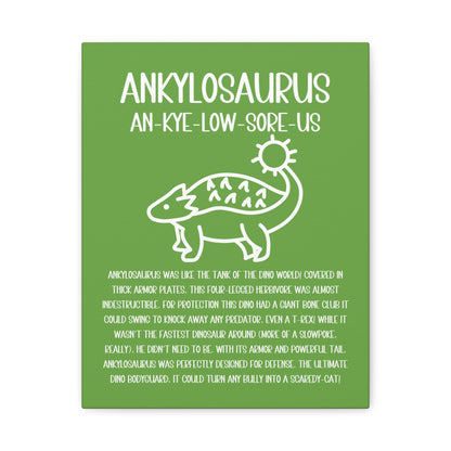 Cute Ankylosaurus Vertical Matte Canvas Green, Stretched, 1.25" Amazing Gift for the Dino Lover in your life