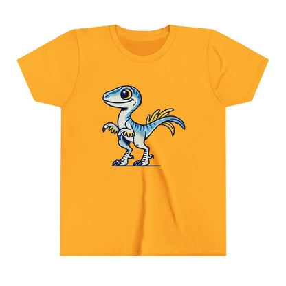 YouthPlayful Blue & Yellow Velociraptor Tee – Dino Fun for All Ages! 🦖💙💛 - Unisex Jersey Short Sleeve Tee Super Comfy Dino T-Shirt Gift