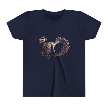 Youth Majestic Feathered Velociraptor Tee – Fierce, Fabulous, and Full of Flair! 🦖💜✨ - Unisex Jersey Short Sleeve Tee Super Comfy Dino T-Shirt Gift