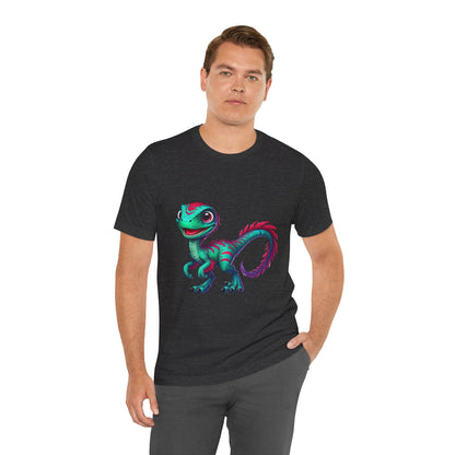 Bright & Bold Velociraptor Tee – Stand Out with Dino Style! 🦖💜💚 - Unisex Jersey Short Sleeve Tee Super Comfy Dino T-Shirt Gift