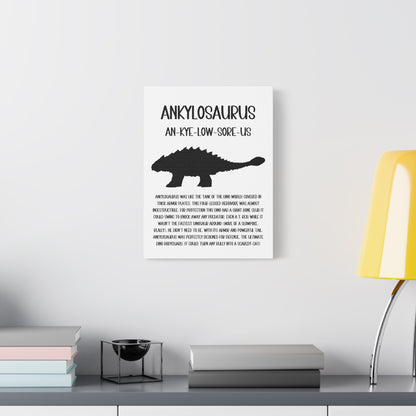 Ankylosaurus Vertical Matte Canvas White, Stretched, 1.25" Amazing Gift for the Dino Lover in your life