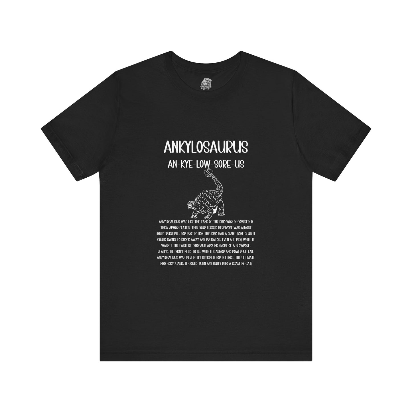 Defensive Ankylosaurus Detailed with White Graphics- Unisex Jersey Short Sleeve Tee Super Comfy Dino T-Shirt Gift