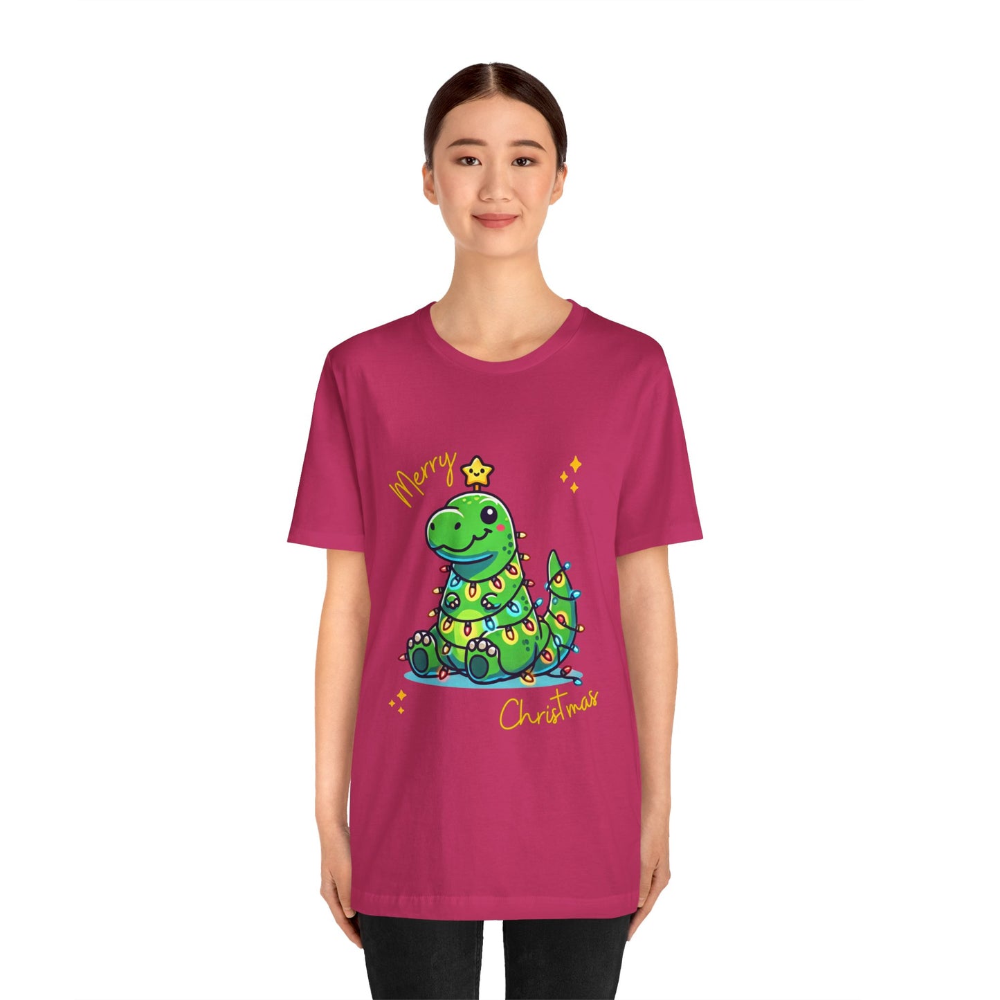 Tree Rex Merry Christmas Jerry - Unisex Jersey Short Sleeve Tee Super Comfy Dino T-Shirt Gift