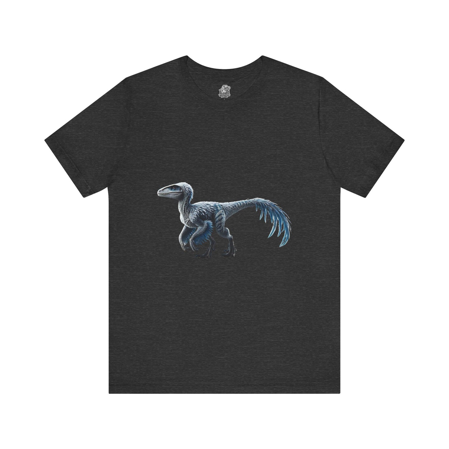 Icy Blue Feathered Velociraptor Tee – Fierce Style in Cool Tones! 🦖❄️🌌 - Unisex Jersey Short Sleeve Tee Super Comfy Dino T-Shirt Gift