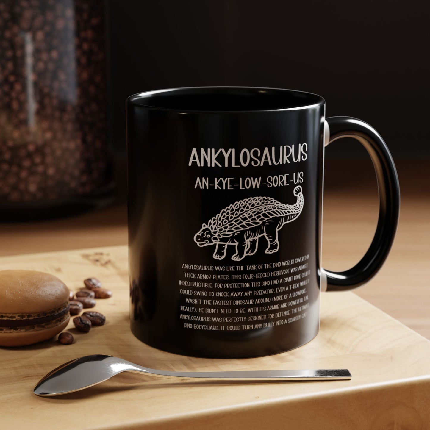 Outlined Ankylosaurus Mug with Detailed White Graphic Amazing Gift for the Dino Lovers in your life