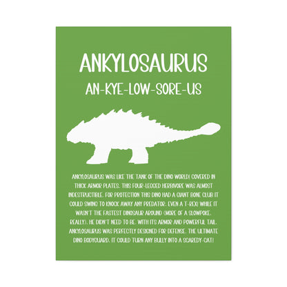 Ankylosaurus Vertical Matte Canvas Green, Stretched, 1.25" Amazing Gift for the Dino Lover in your life