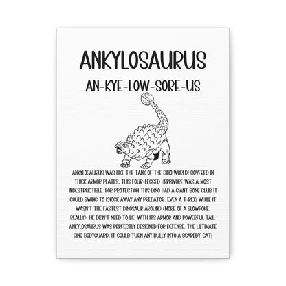 Defensive Ankylosaurus Vertical Matte Canvas White, Stretched, 1.25" Amazing Gift for the Dino Lover in your life