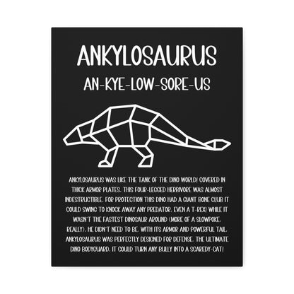 Polygon Outlined Ankylosaurus Vertical Matte Canvas Black, Stretched, 1.25" Amazing Gift for the Dino Lover in your life