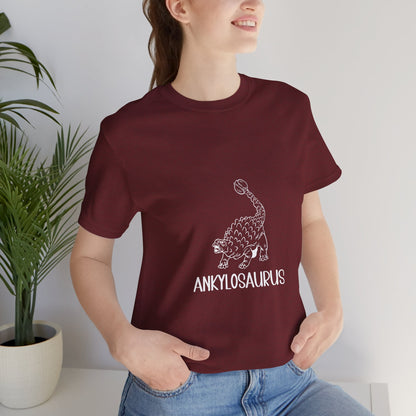 Defensive Ankylosaurus White Graphics- Unisex Jersey Short Sleeve Tee Super Comfy Dino T-Shirt Gift