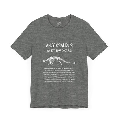 Fossil Ankylosaurus Detailed with White Graphics- Unisex Jersey Short Sleeve Tee Super Comfy Dino T-Shirt Gift