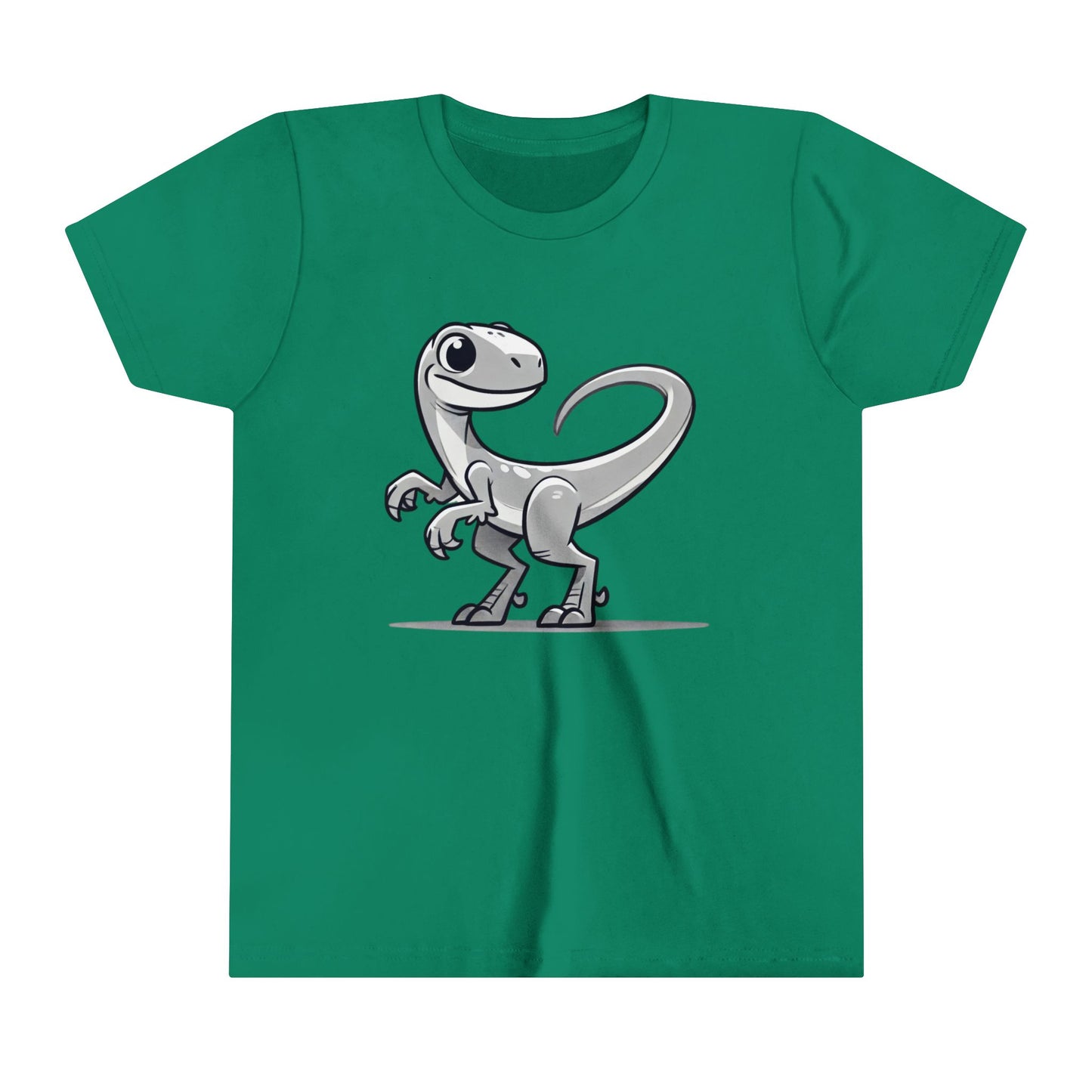 Youth Cute Velociraptor Cartoon Tee – Dino Fun for All Ages! 🦖✨ - Unisex Jersey Short Sleeve Tee Super Comfy Dino T-Shirt Gift