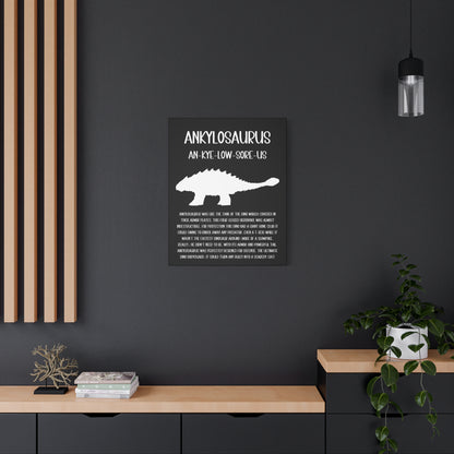 Ankylosaurus Vertical Matte Canvas Black, Stretched, 1.25" Amazing Gift for the Dino Lover in your life