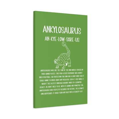 Defensive Ankylosaurus Vertical Matte Canvas Green, Stretched, 1.25" Amazing Gift for the Dino Lover in your life