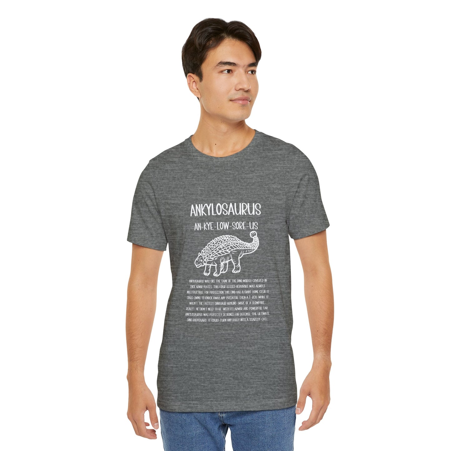 Outlined Ankylosaurus Detailed with White Graphics- Unisex Jersey Short Sleeve Tee Super Comfy Dino T-Shirt Gift