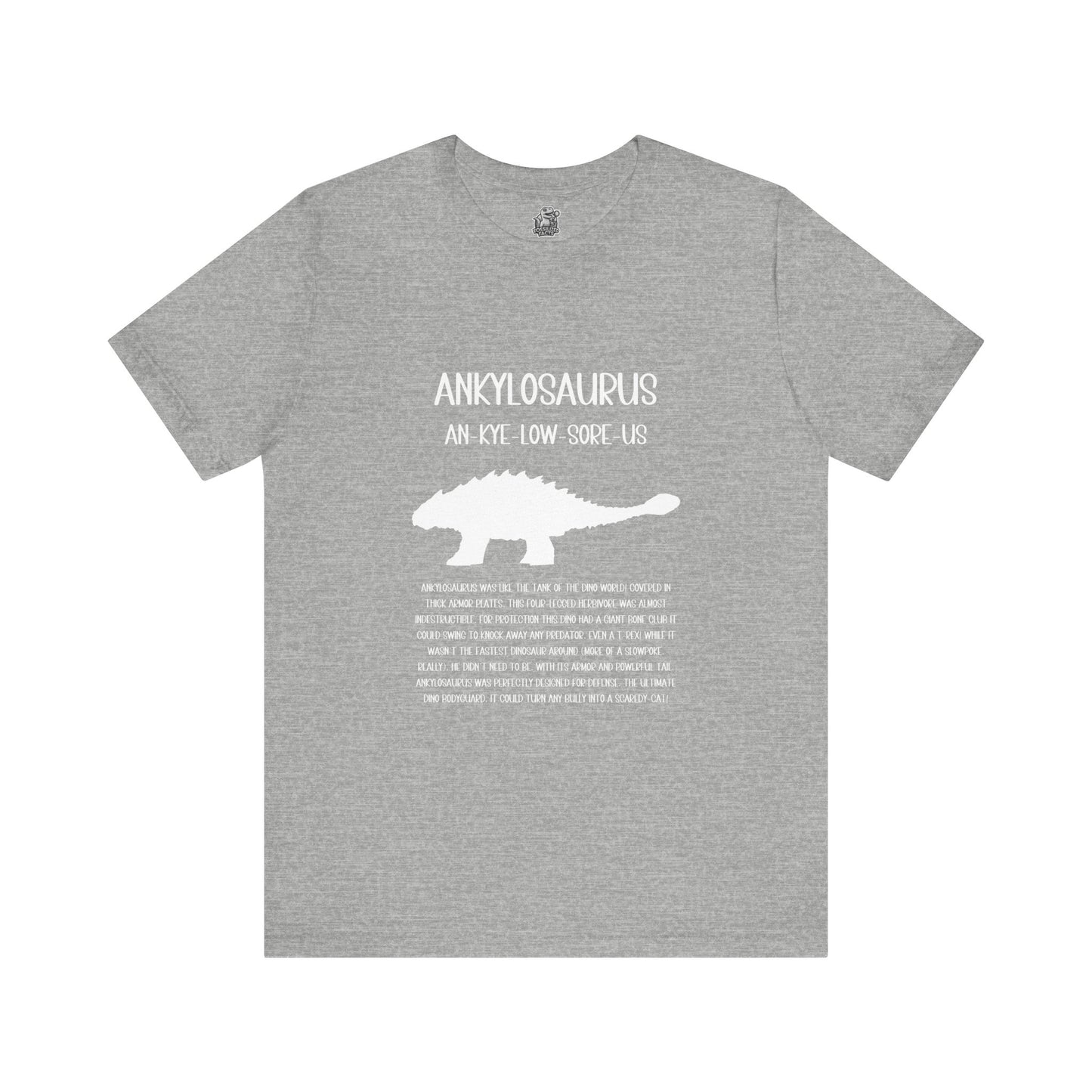 Ankylosaurus Detailed with White Graphics- Unisex Jersey Short Sleeve Tee Super Comfy Dino T-Shirt Gift