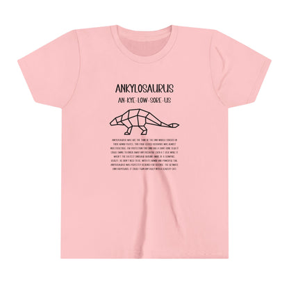 Youth Polygon Ankylosaurus T-Shirt with Detailed Black Graphics - Unisex Jersey Short Sleeve Tee Super Comfy Dino T-Shirt Gift