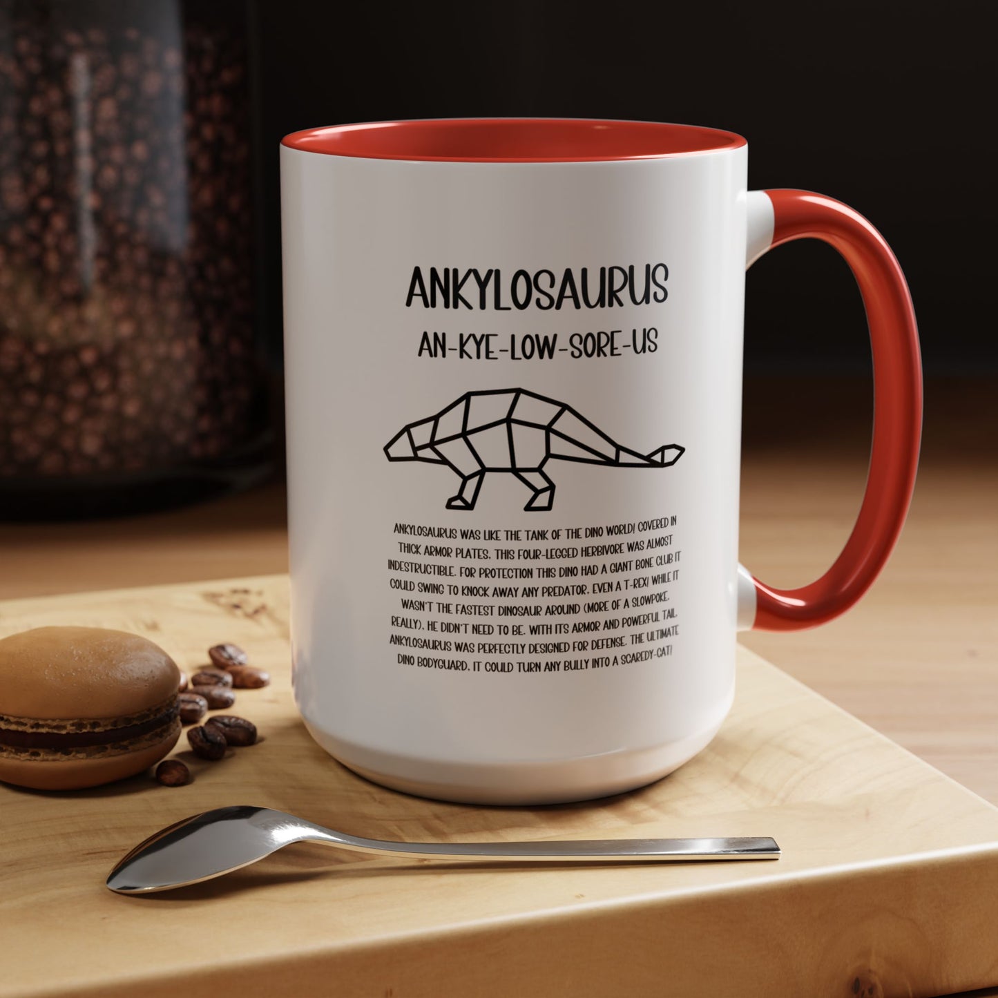 Polygon Ankylosaurus Mug with Detailed Black Graphic Amazing Gift for the Dino Lovers in your life