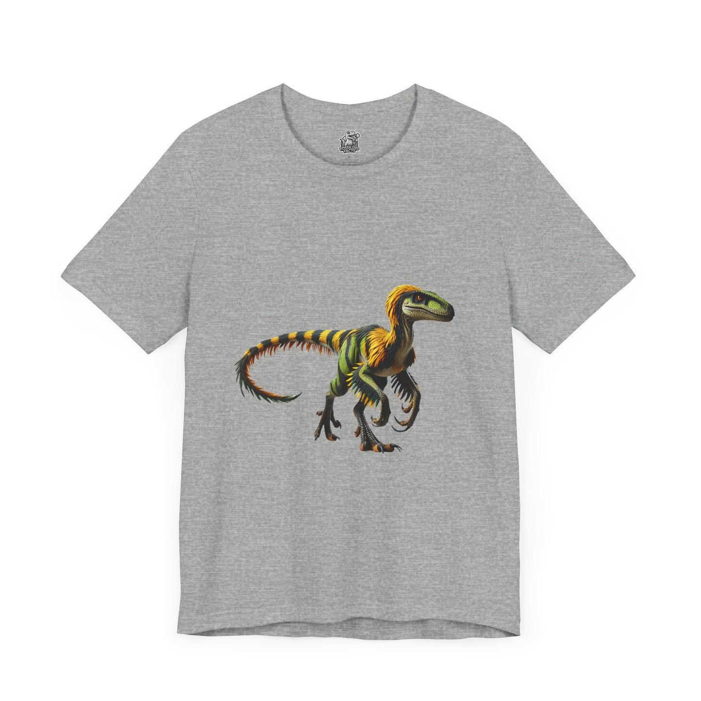 Vibrant Jungle Velociraptor Tee – Bold Green & Yellow Dino Style! 🦖🌿🔥 - Unisex Jersey Short Sleeve Tee Super Comfy Dino T-Shirt Gift