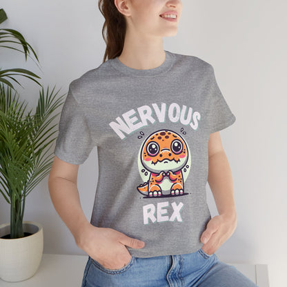 Nervous Rex Unisex T-Shirt – Adorable Unisex Dino Tee for Fun & Relatable Style