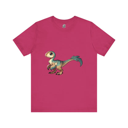 Sweet Baby Velociraptor Tee – Gentle Dino Charm in Soft Teal & Tan! 🦖💚✨ - Unisex Jersey Short Sleeve Tee Super Comfy Dino T-Shirt Gift