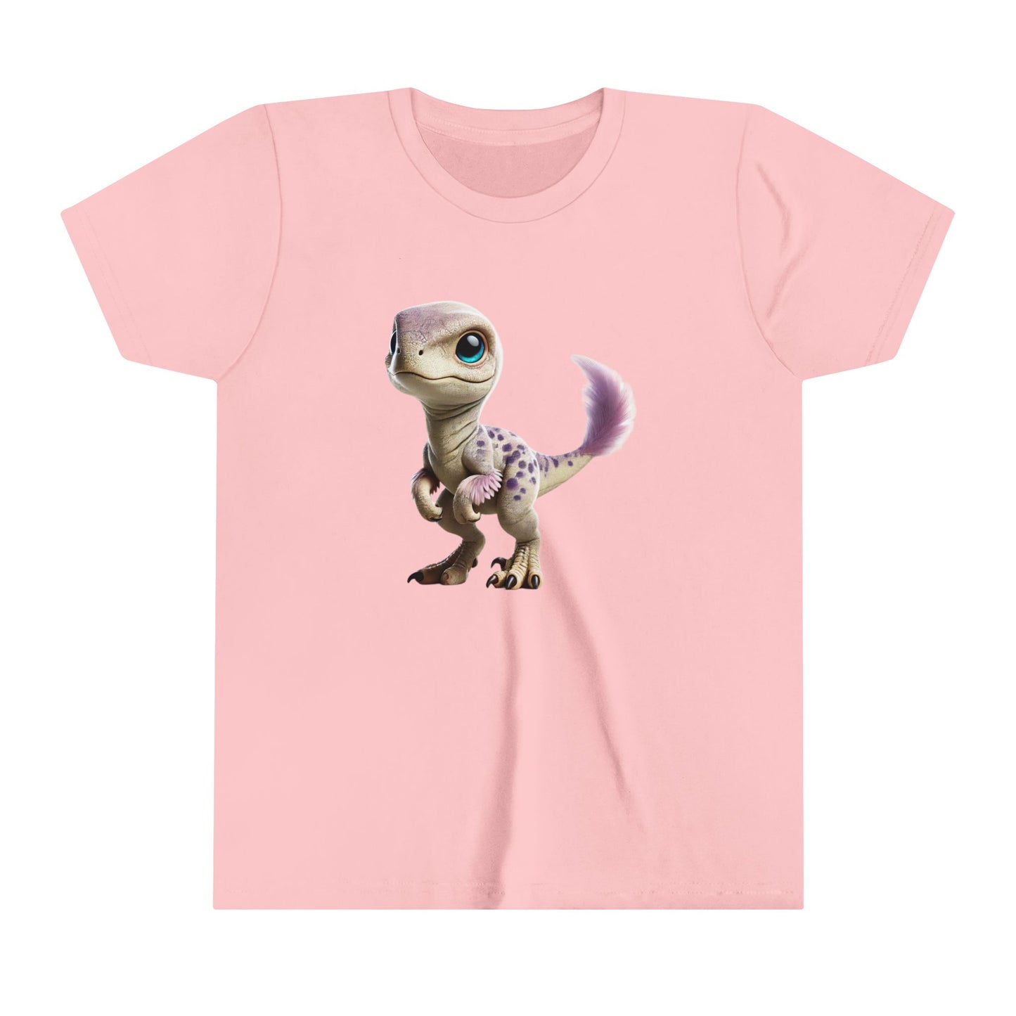 Youth Lovable Baby Velociraptor Tee – Sweet Dino Style in Soft Pastels! 🦖💜✨ - Unisex Jersey Short Sleeve Tee Super Comfy Dino T-Shirt Gift