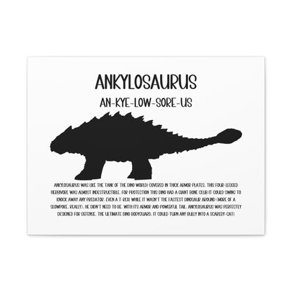 Ankylosaurus Horizontal Matte Canvas White, Stretched, 1.25" Amazing Gift for the Dino Lover in your life