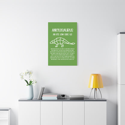 Polygon Outlined Ankylosaurus Vertical Matte Canvas Green, Stretched, 1.25" Amazing Gift for the Dino Lover in your life