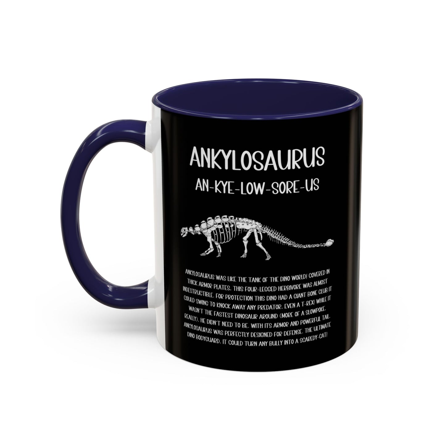 Fossil Ankylosaurus Mug with Detailed White Graphic Amazing Gift for the Dino Lovers in your life