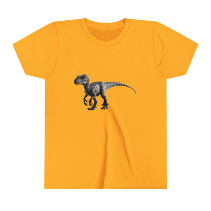 Youth Epic Velociraptor Tee – Unleash the Dino in You! 🦖🍃🧡 - Unisex Jersey Short Sleeve Tee Super Comfy Dino T-Shirt Gift